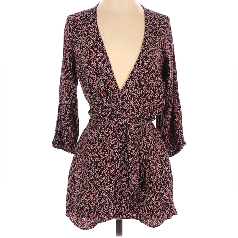 Free People Clara Floral Faux Wrap Tunic Top/Dress Sz. S